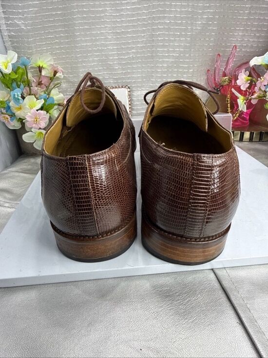(N2)David Eden men dress shoes brown, genuine alligator and crocodile leather,13 main image 9